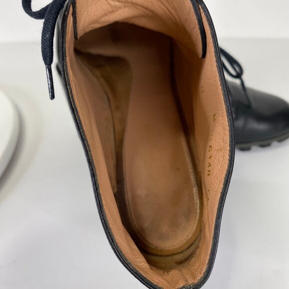 Robert Clergerie Black Leather Lace Block Heel Booties Womens 9.5 Chunky Sole - Picture 10 of 11